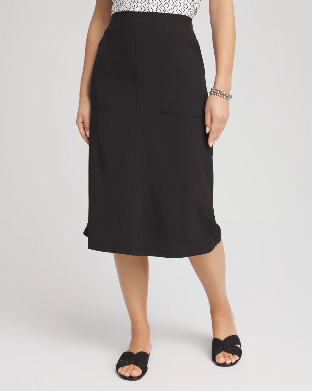 【新品同様】MARK & LONA TIGHT SKIRT (L・ブラック） Zenergy® UPF Bungee-Hem Pull-On Skirt | Chico's